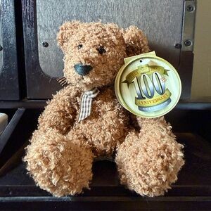 Russ Plush Teddy Bear with Bow Frizzly 100 anniversary edition